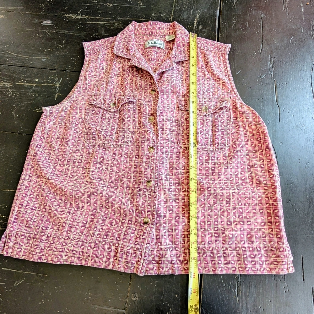 Vintage 2005 L. L. Bean Women's Sleeveless Cotton Top Med. Cottagecore Heritage - Picture 6 of 7
